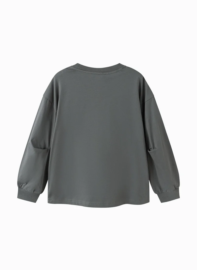 Balabala Kids Girl Round v-neck long-sleeved T-shirt