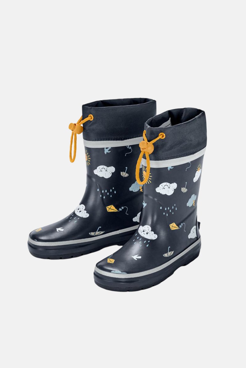 Tchibo Kids Boy Rubber Rain Boots, Navy Blue Combo - Image 1