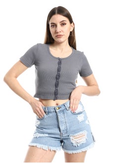 Half-sleeve crop top with buttons on the front, gray - pzsku/Z11F2E3D9FAF3CAC97CB1Z/45/_/1710279892/aaeb0837-6df9-4ffa-902e-3e4bb160cd09