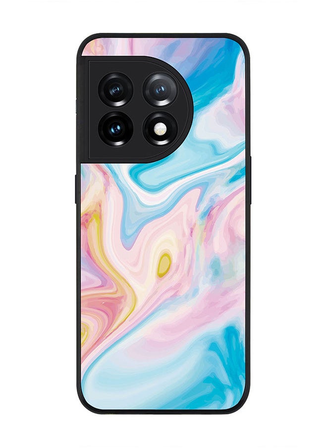 Stylizedd - Rugged Black edge case for OnePlus 11R 5G / OnePlus Ace 2 Slim fit Soft Case Flexible Rubber Edges Anti Drop TPU Gel Thin Cover - Marble Print Aqua - Image 1