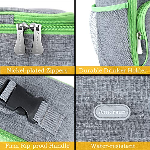Amersun Lunch Box for Men - Sturdy Insulated Lunch Bag with 2 Pockets & Padded Liner Keep Food Warm Cold for Long Time,Water-resistant Thermal Lunch Cooler for Women Adult Travel Picnic Work,Grey - Image 4