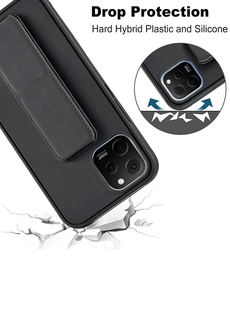 دبليو تيك جراب هاتف من جلد البولي يوريثان مزود بحزام وحامل للهاتف لهاتف Huawei Nova Y61 أسود - Image 5