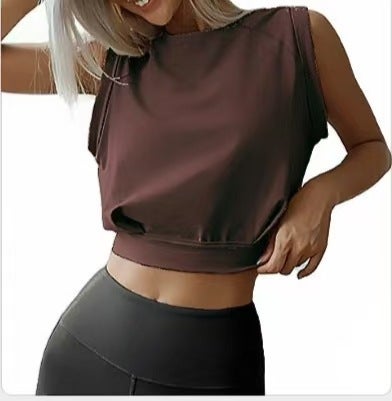 2024 Summer New Cross-border Foreign Trade Amazon Womens Fashion Solid Color Short Round Neck Sleeveless Top T-shirt In stock!  - Image 1