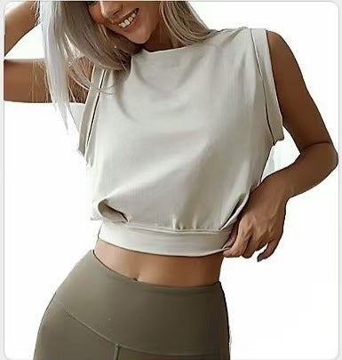 2024 Summer New Cross-border Foreign Trade Amazon Womens Fashion Solid Color Short Round Neck Sleeveless Top T-shirt In stock!  - Image 5