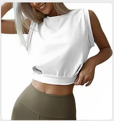 2024 Summer New Cross-border Foreign Trade Amazon Womens Fashion Solid Color Short Round Neck Sleeveless Top T-shirt In stock!  - Image 2
