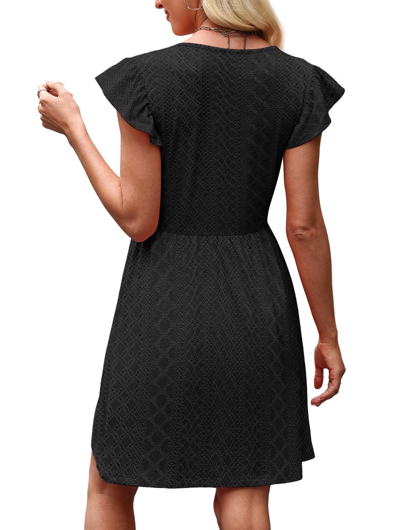 OFEEFAN Black Mini Dress Casual Dresses for Women Elegant Classy Swimsuit Coverup Plus Size Dresses for Curvy Women Maternity Dress Spring Outfits Summer Dress Beach Sundress Cruise Outfits XL - Image 5