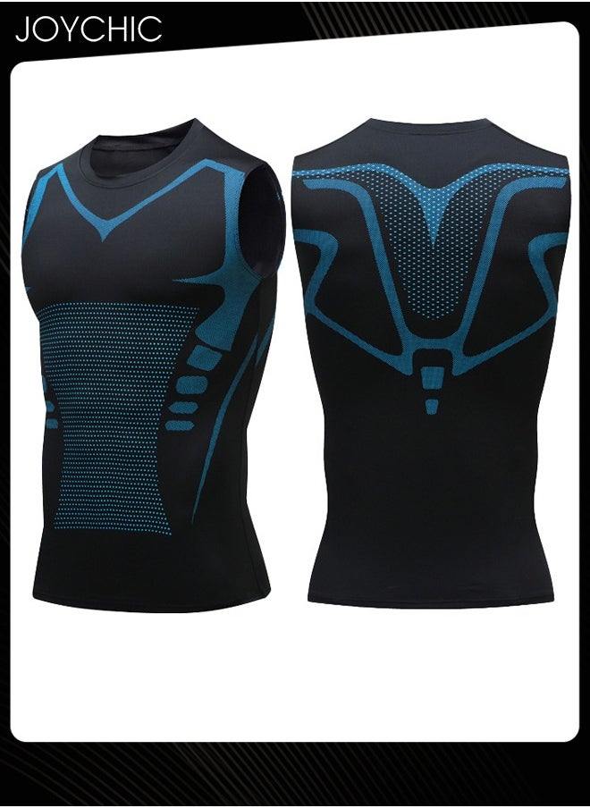 Joychic - Men Sports Vest Quick-drying High-elastic Tights Fitness Basketball Running Training Wide Shoulder T-shirt for All Seasons - Image 1