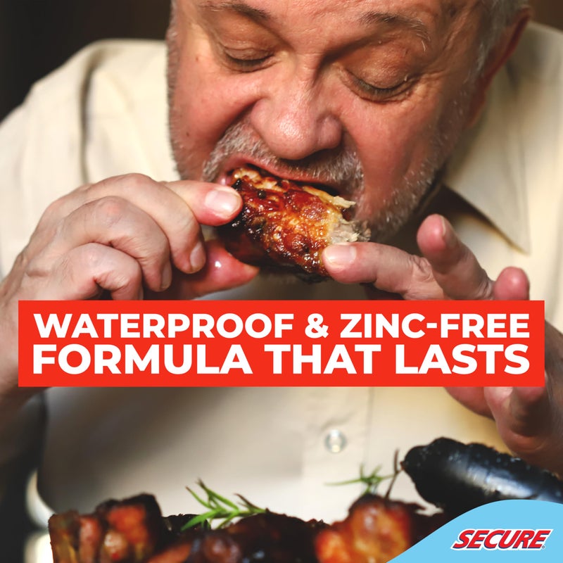 Secure Waterproof Denture Adhesive - Zinc Free - Extra Strong Hold For Upper, Lower or Partials - 1.4 oz - Image 5