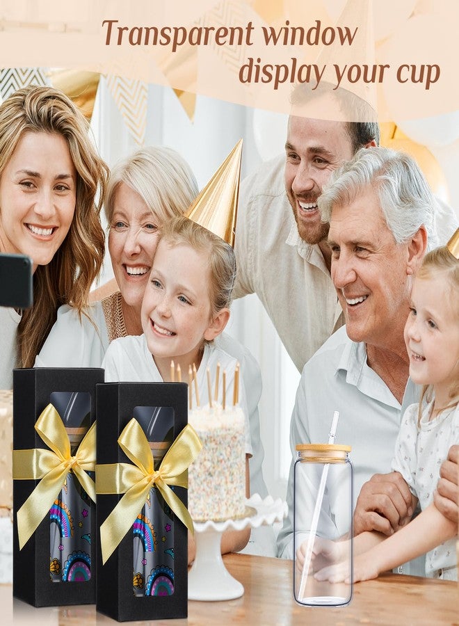 FillTouch 60 Pcs Gift Boxes with Ribbon for Sublimation Glass Exhibition Transparent Tumbler Gift Boxes for 12oz 16oz 20oz Glass Jar Shipping Packaging(Black) - Image 3