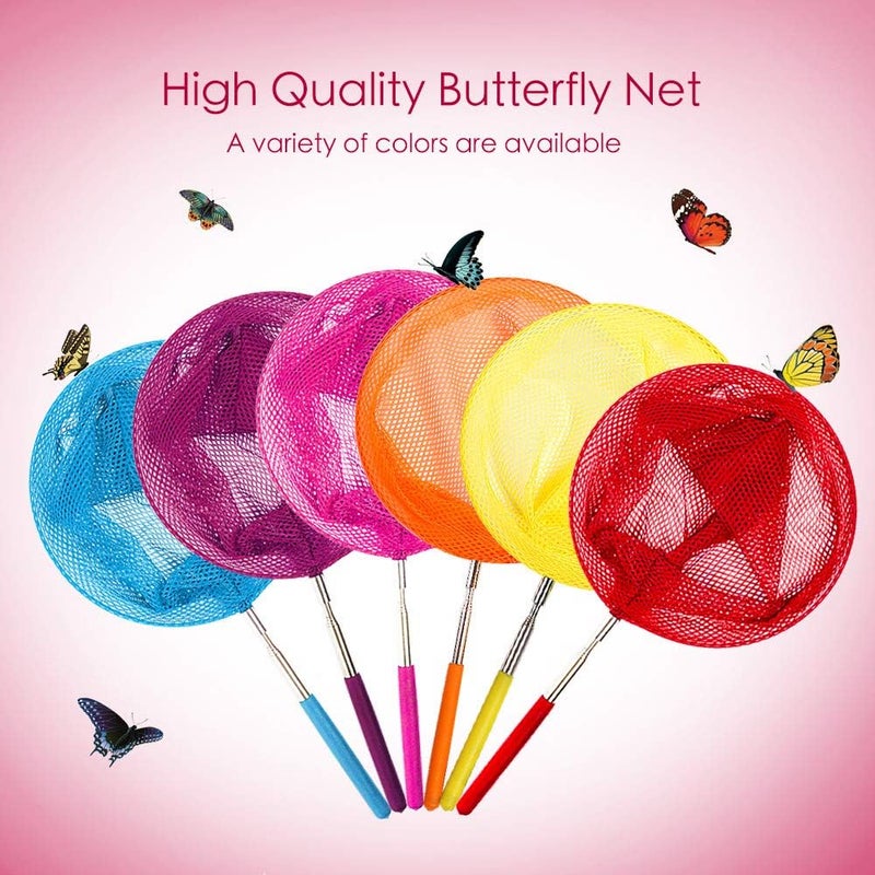 TSYAN Telescopic Butterfly Net, Perfect for Catching Bugs Insect Small Fish,Outdoor Tools Colorful Extendable up to 34" for Kids (6Pack) - Image 5