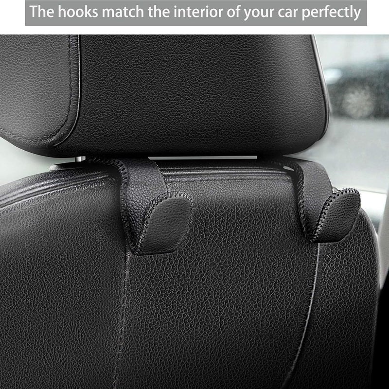 TRHDFW Beige Leather Headrest Hooks for Purses and Bags - Pack of 2 - Image 2