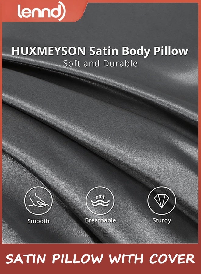 LENND Adult Cooling Long Bed Pillow with Satin Cover, Breathable Full Body Pillow with Removable Cover, Suitable for Side Sleepers - Image 3