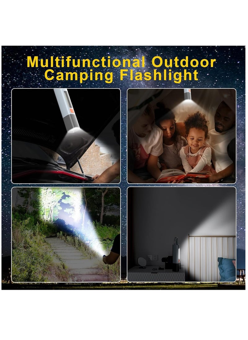 LED Rechargeable Flashlight, 100000 High Lumens, Zoomable USB Rechargeable Flashlight, 3 Modes with COB Work Light, Small Flashlight for Camping, Emergency Flashlight, 2 Pack