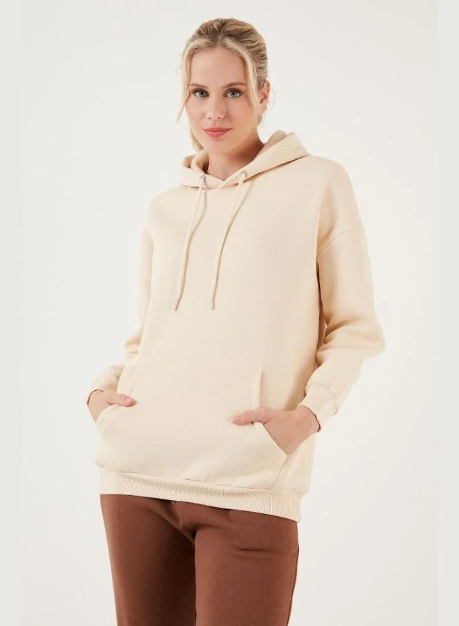 Lela Lela Regular Fit Cotton Hooded Collar Brushed Winter Sweatshirt Women's SWEAT 5863854