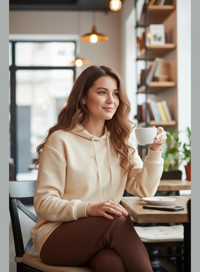 Lela Lela Regular Fit Cotton Hooded Collar Brushed Winter Sweatshirt Women's SWEAT 5863854