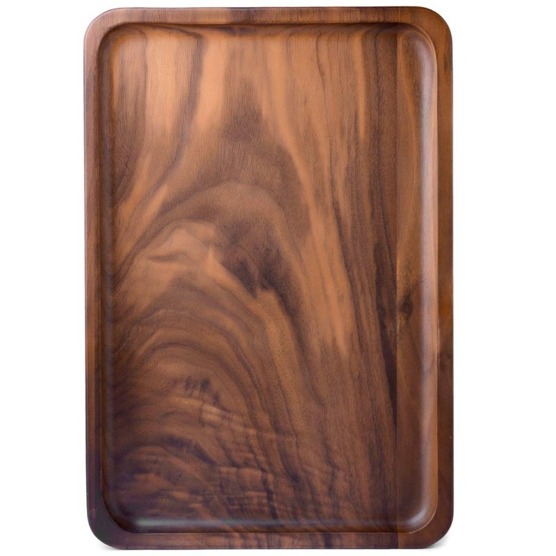 Bamber Wood Serving Tray Wooden Decorative Coffee Tea Platter Black Walnut 134 x 9 Inches