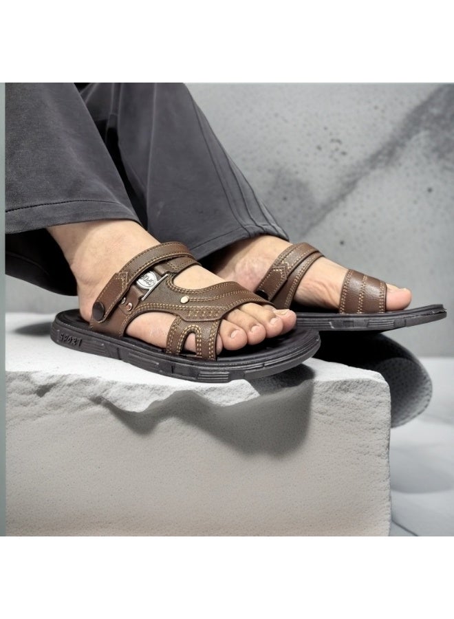 الرجال عادية مفتوحة تو صندل المياه تنفس عدم الانزلاق صنادل شاطئ أحذية رياضية بركة الشريحة قابل للتعديل حذاء مسطح مع حزام الظهر - Image 4