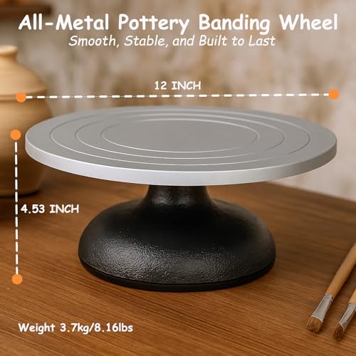 HighFree Large 12 inch Sculpting Wheel, Heavy Duty Banding Wheel All Metal Construction Turntable with Ball Bearings - Image 2