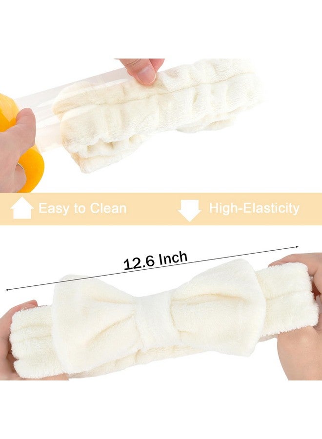 Ondder Spa Headband For Washing Face 8 Pack Beige Skincare Headbands For Women Girls Terry Cloth Cute Bow Head Bands - Image 5