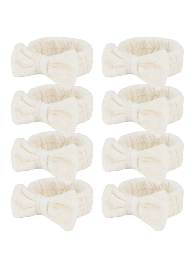 Ondder Spa Headband For Washing Face 8 Pack Beige Skincare Headbands For Women Girls Terry Cloth Cute Bow Head Bands - Image 1