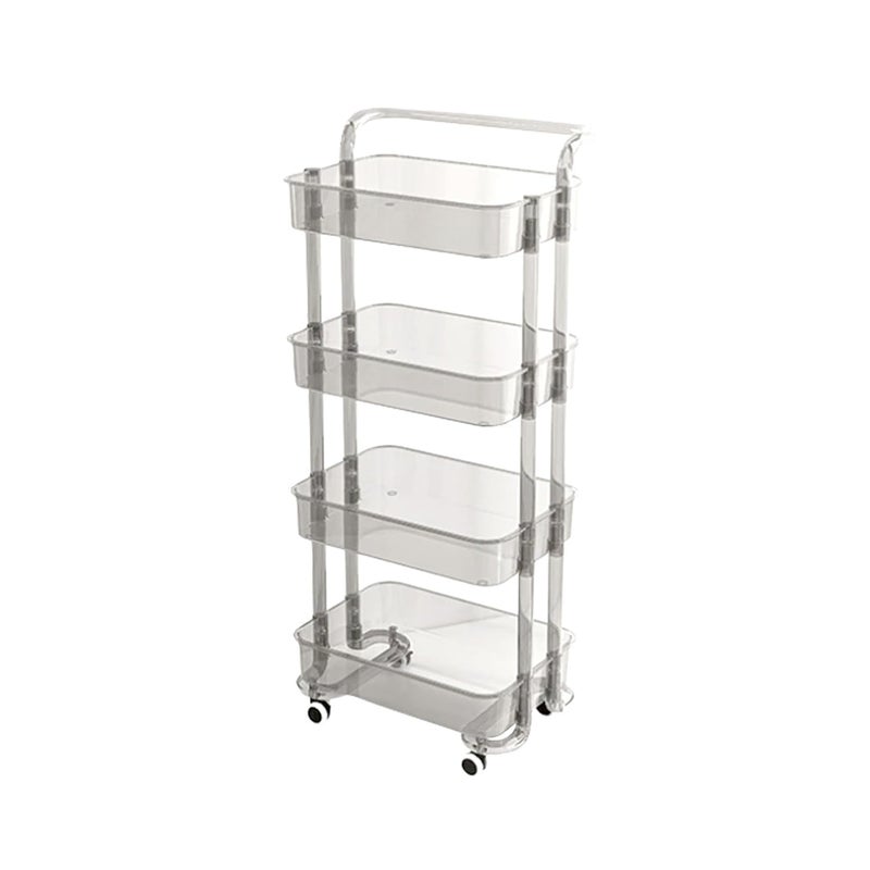 CONSILA Transparent 4 Layer Trolley Acrylic Trolley Organizer Modern Trolley Racks Bathroom Stand Rack Vegetable Rack Fruit Storage Rack Multipurpose Acrylic Space Saver Storage Trolley - Image 1