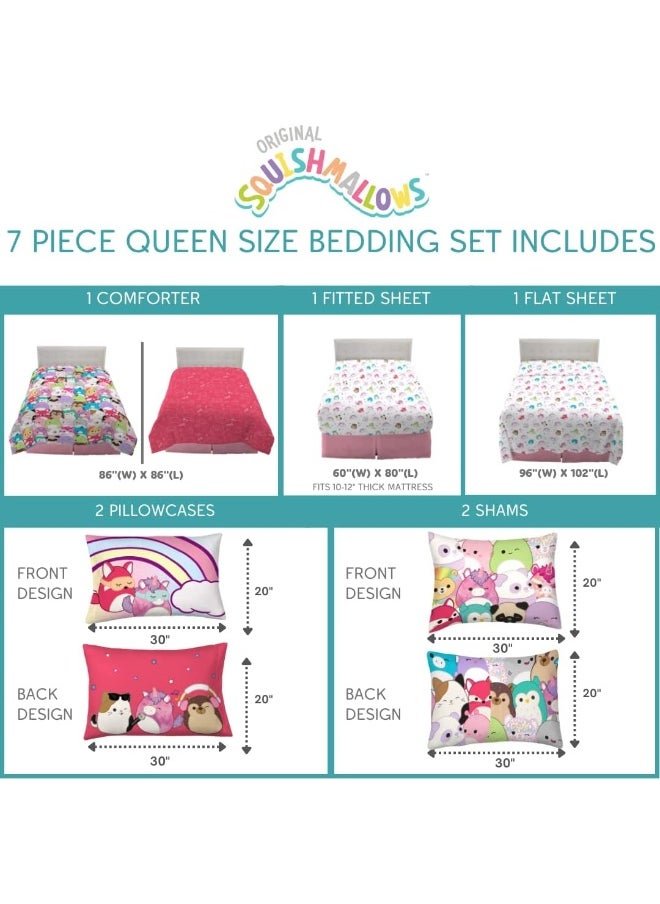 Franco - Franco Squishmallows Bedding Super Soft Comforter and Sheet Set with Sham, 7 Piece Queen Size - Image 1
