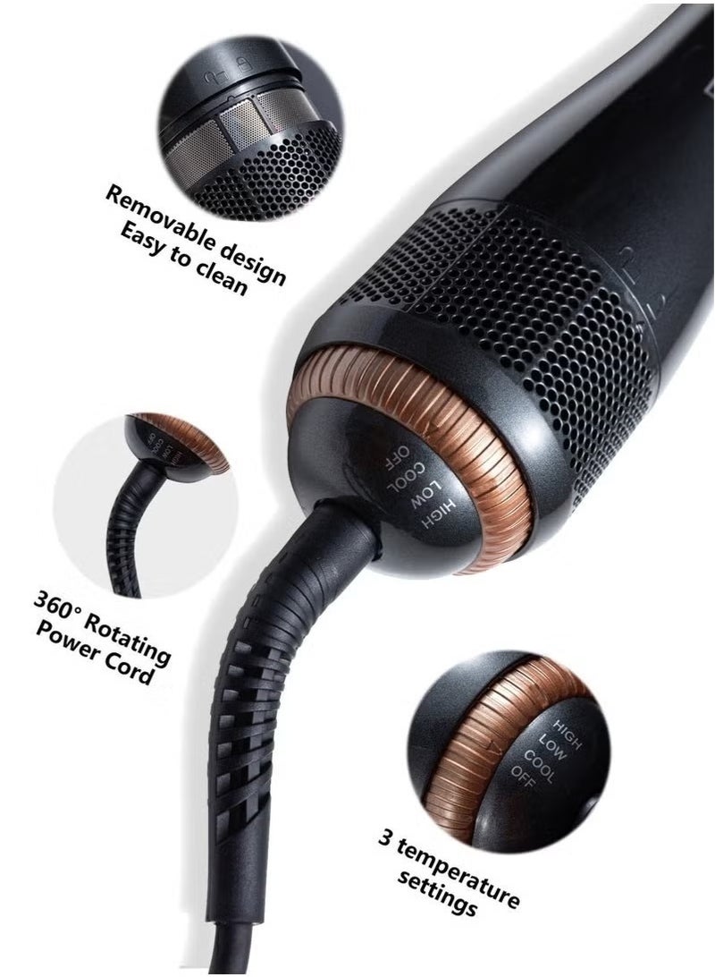 general Hair Dryer Brush Ceramic Dryer And Styler 2 In 1 Professional Black - Image 4