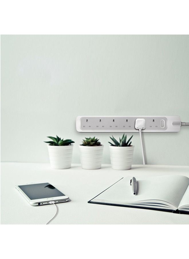 Rafeed Electric Power Extension Cord 6 Sockets 2M White/Grey  - Image 3