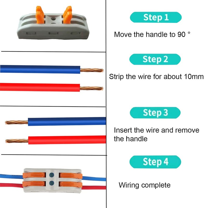 HENGXIA 21Pcs, 2 Conductor Compact Splicing, 2 Circuit Inline Splices, 28-12 AWG, SPL-2 - Image 3