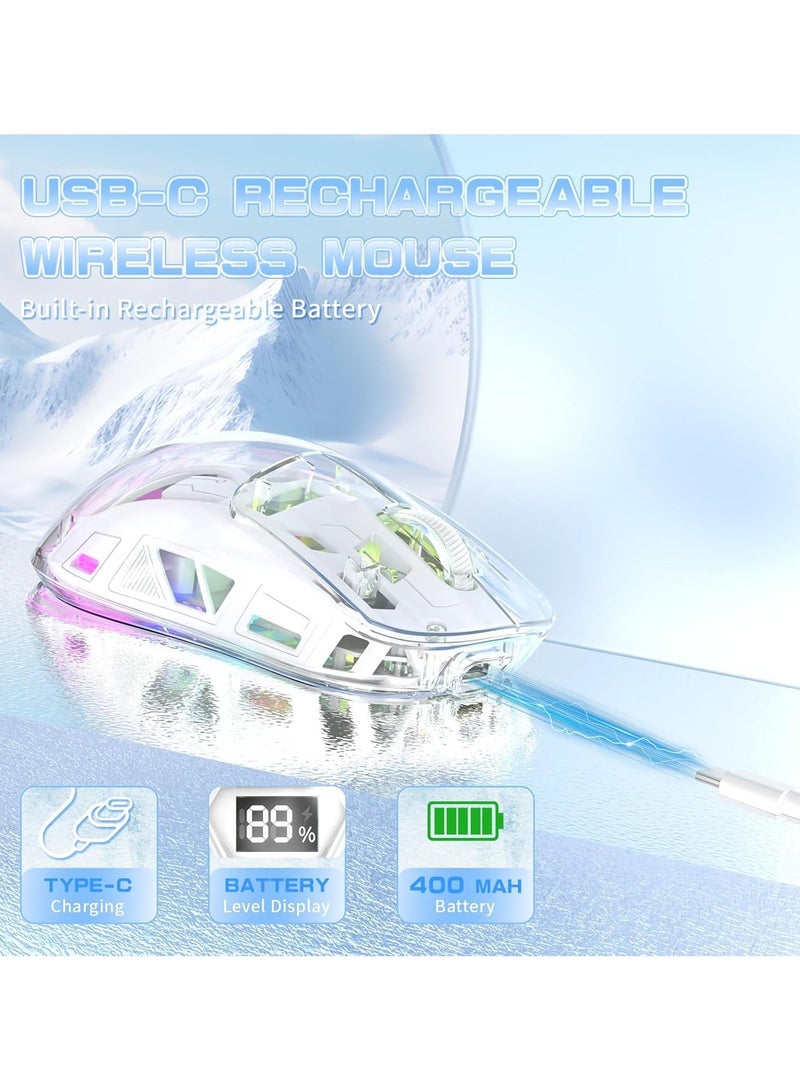 General Wireless Gaming Mouse RGB Backlit USB Gaming Mice 7 Buttons Programmable Driver Dual Mode 2.4G Bluetooth Transparent Rechargeable 400mAh Battery 4000 DPI 5 Level  - Image 3