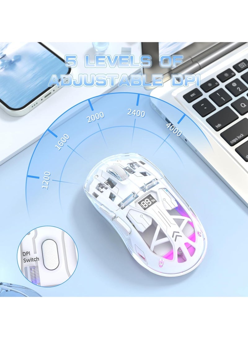 General Wireless Gaming Mouse RGB Backlit USB Gaming Mice 7 Buttons Programmable Driver Dual Mode 2.4G Bluetooth Transparent Rechargeable 400mAh Battery 4000 DPI 5 Level  - Image 5
