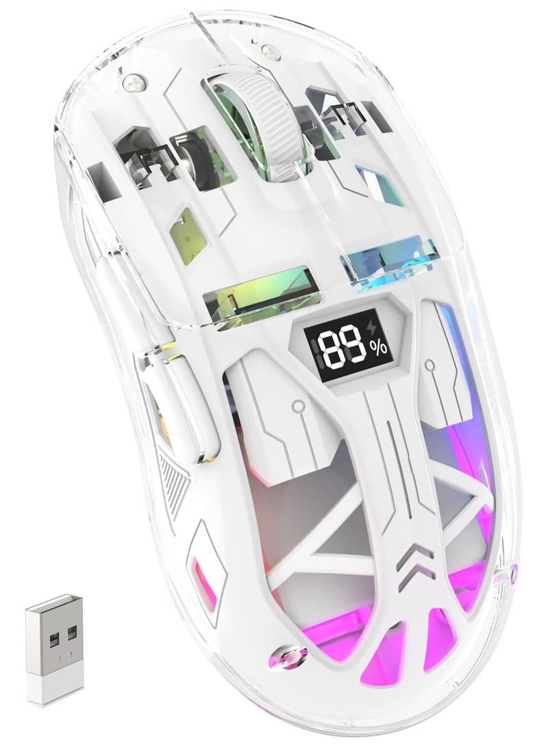 General Wireless Gaming Mouse RGB Backlit USB Gaming Mice 7 Buttons Programmable Driver Dual Mode 2.4G Bluetooth Transparent Rechargeable 400mAh Battery 4000 DPI 5 Level  - Image 1