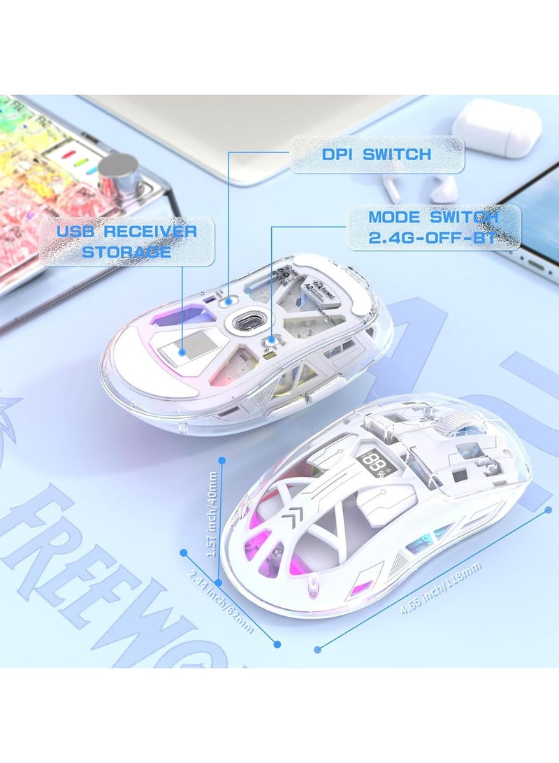 General Wireless Gaming Mouse RGB Backlit USB Gaming Mice 7 Buttons Programmable Driver Dual Mode 2.4G Bluetooth Transparent Rechargeable 400mAh Battery 4000 DPI 5 Level  - Image 4