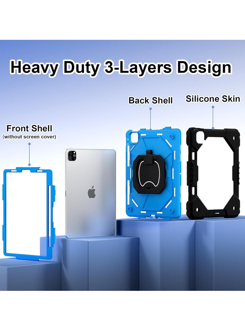General Suitable for 2024 Redmi Pad pro 12.1-inch protective case with pen slot, portable hybrid shockproof cover, rotatable ring, bracket. (Black + Blue)  - Image 2