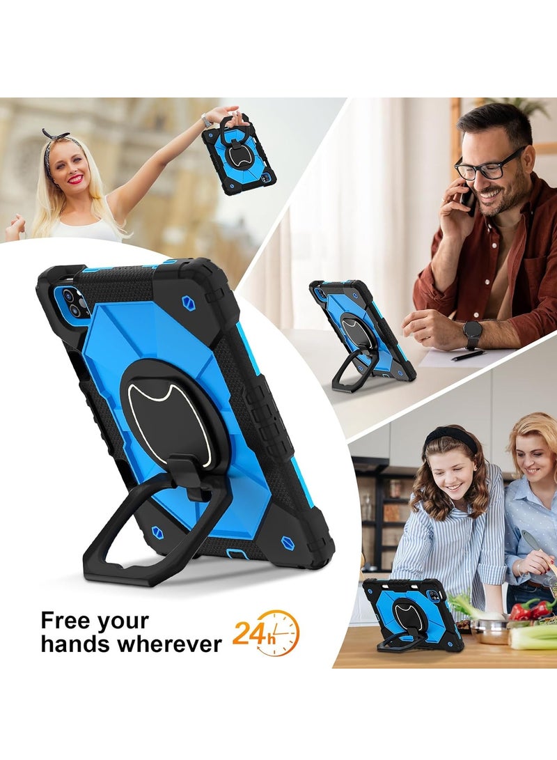 General Suitable for 2024 Redmi Pad pro 12.1-inch protective case with pen slot, portable hybrid shockproof cover, rotatable ring, bracket. (Black + Blue)  - Image 5