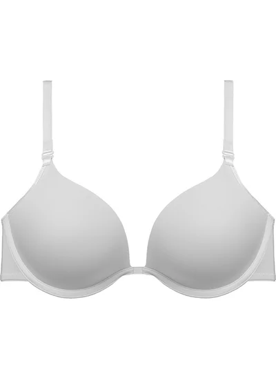 Magic Form 2187 Women's White Plain Fabric Support Padded Mid-Cut Bra