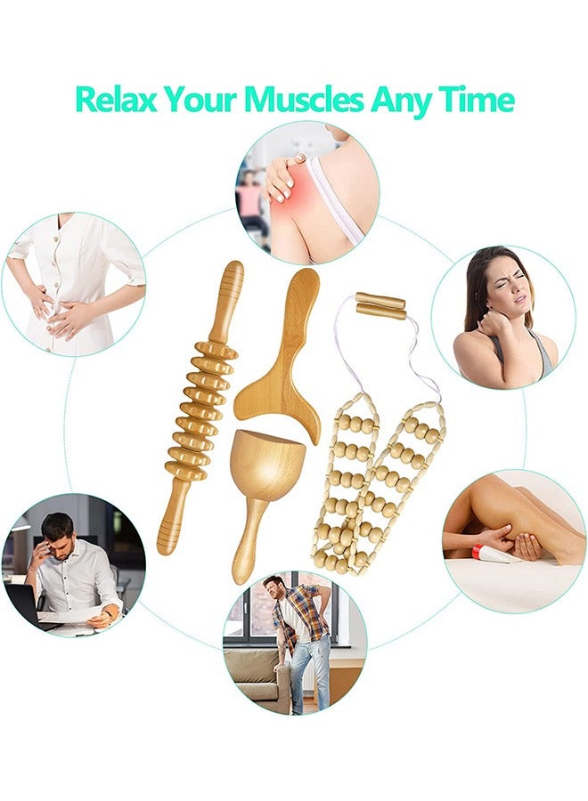 Arabest 6-Piece Wood Therapy Massage Tools,  Lymphatic Drainage Massager Kit, Body Sculpting Tools Scraping Stick Beech Wood Therapy Kit  for Muscle Pain Relief - Image 3