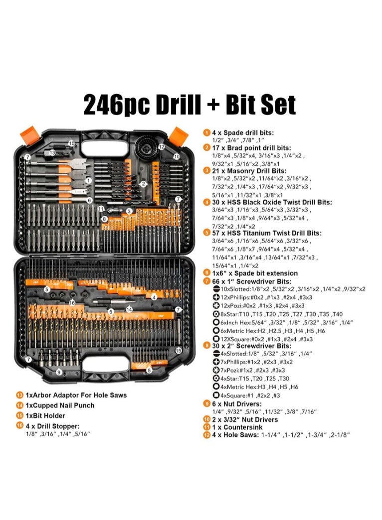 Premium Multi-Material Drill Bit & Screwdriver Combo Kit – Wood, Metal, Masonry & Cement Drilling & Driving Accessories Set – Universal Power Tool Bits Compatible with Most Drills - Image 4