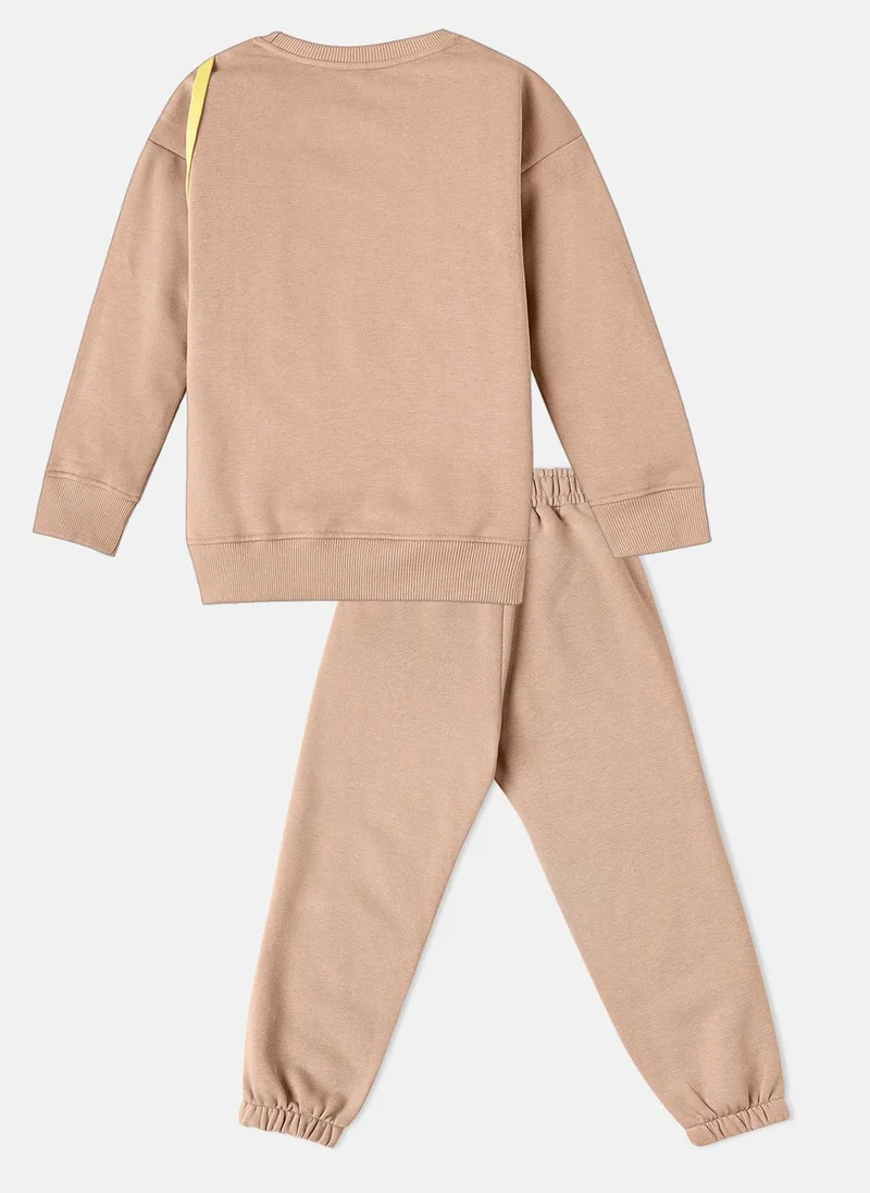 Nautinati Nautinati Girls Solid Fleece Sweatshirt and Joggers with Flower-Shaped Bag