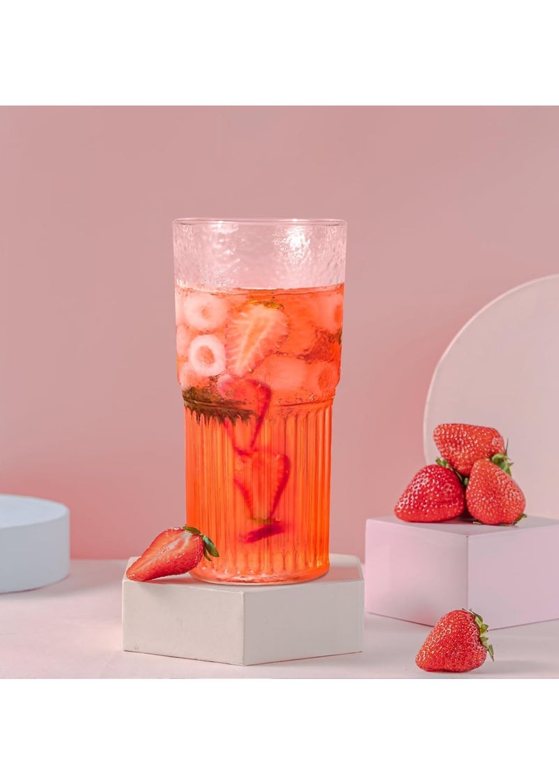 بيوينتي عدد 2 قطعة أكواب زجاجية شفافة مع أغطية وقشات - Image 3