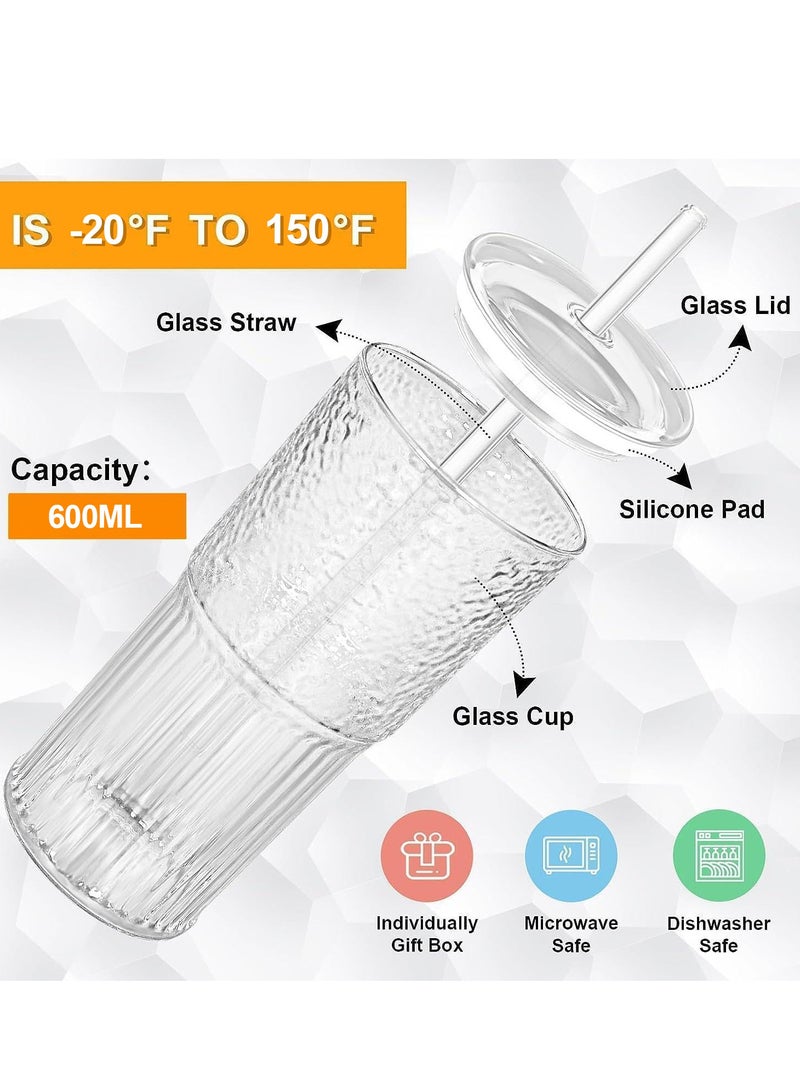 بيوينتي عدد 2 قطعة أكواب زجاجية شفافة مع أغطية وقشات - Image 5