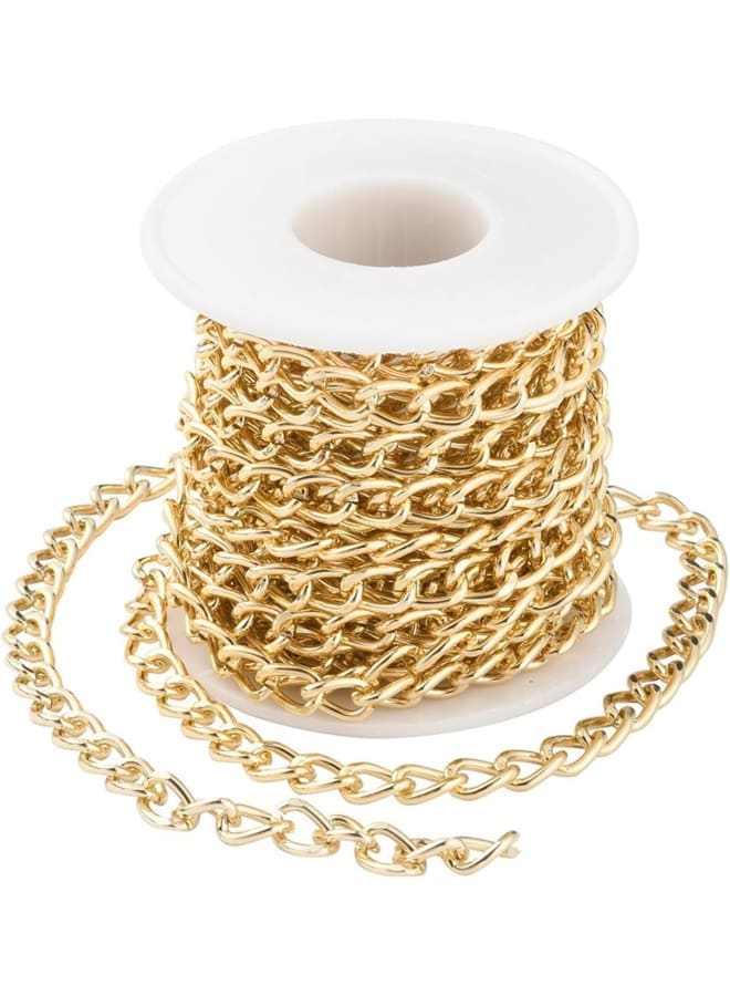 Specifications:age: 1 roll aluminum curb chain with spool.Size: about 10mm long, 6.5mm wide, 1.8mm thick; about 5 m/roll.Chain Style: Twisted Cable Chains.Beatutiful and Shinny:The link chains have a lighter weight than normal chains, and because it is a twisted chain, there will be more reflective parts.Simple and Elegant:The jewelry chain necklace is suitable for banquet, date, shopping, party.Wide Application:Good for DIY jewelry making crafting, such as necklace, bracelet, anklets, jewelry chains, dog tags, etc. Also can be used for deocrating belts, jeans, handbagm wallet, sweater, etc. The length allows you to make many items. Kindly Note: Color might be slightly different from the picture because of different display device.  - Image 2