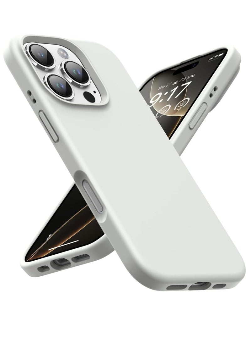 حافظة سيليكون ناعمة فاخرة لجهاز آيفون 16 برو - واقي كامل الجسم بلمسة ناعمة في اللون الأبيض العتيق - Image 1