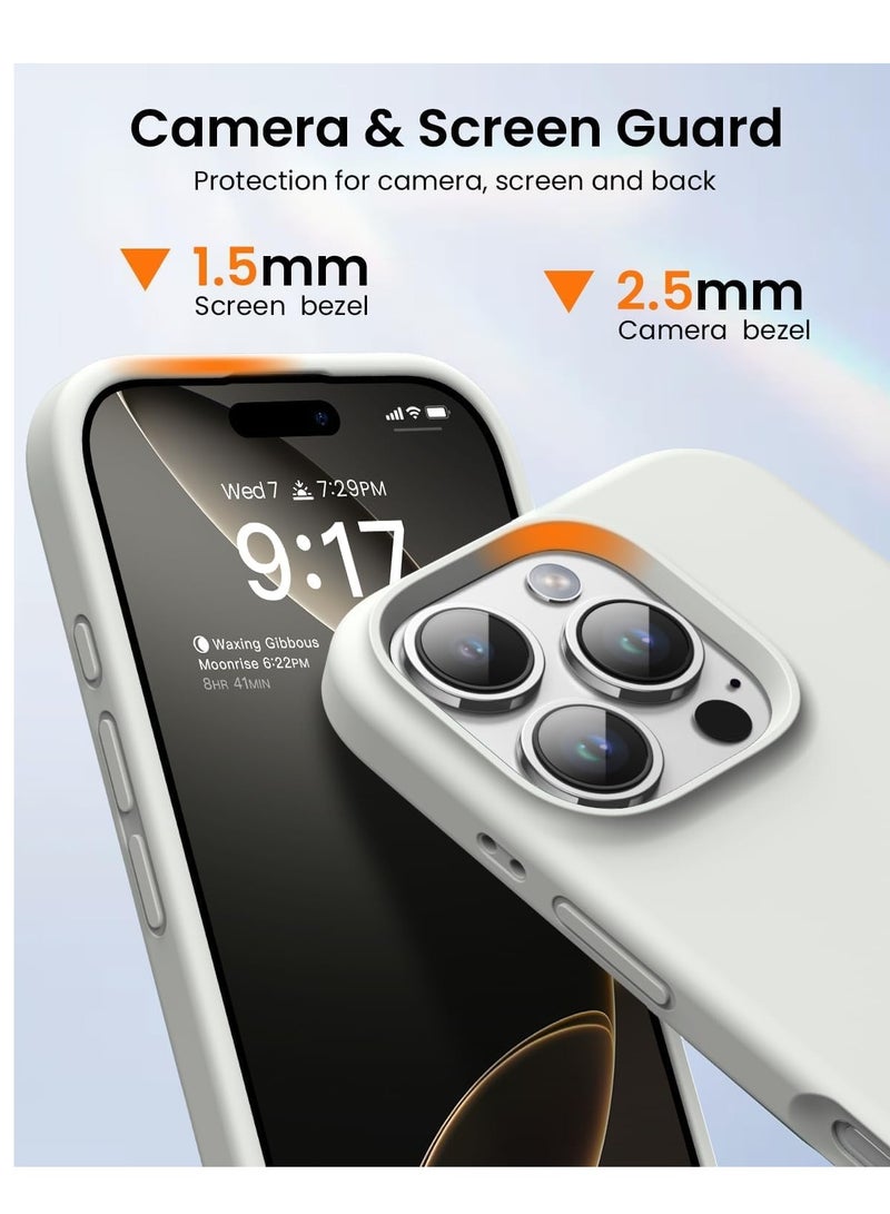 حافظة سيليكون ناعمة فاخرة لجهاز آيفون 16 برو - واقي كامل الجسم بلمسة ناعمة في اللون الأبيض العتيق - Image 4