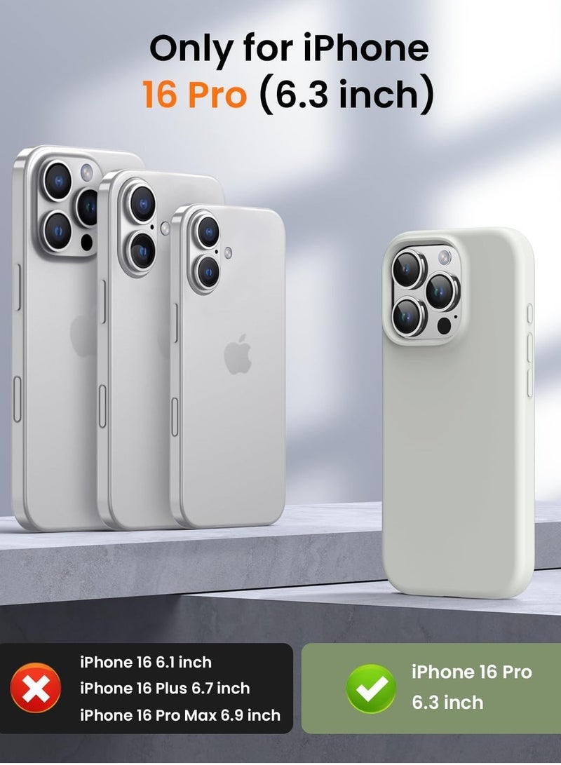 حافظة سيليكون ناعمة فاخرة لجهاز آيفون 16 برو - واقي كامل الجسم بلمسة ناعمة في اللون الأبيض العتيق - Image 2