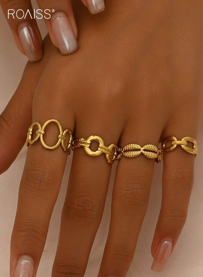 رويس مجموعة خواتم نسائية أنيقة بتصميم فريد من نوعه متعدد القطع مرصع باللؤلؤ، حلقات مفتوحة لإصبع السبابة - Image 1