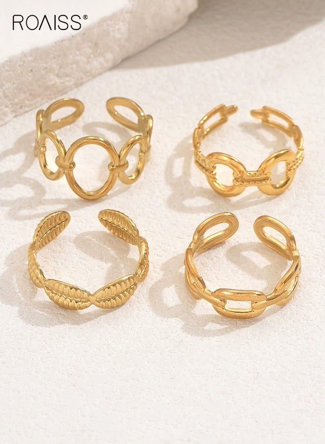 رويس مجموعة خواتم نسائية أنيقة بتصميم فريد من نوعه متعدد القطع مرصع باللؤلؤ، حلقات مفتوحة لإصبع السبابة - Image 2