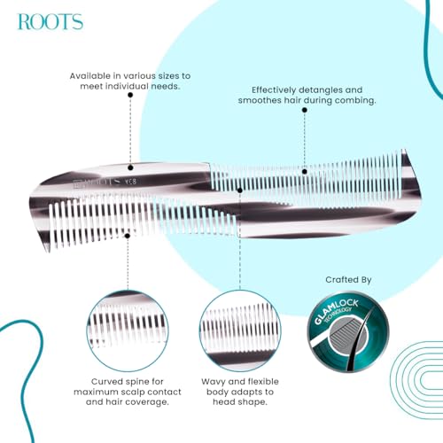 ROOTS Yoga Hair Comb | Dual Teeth For Styling & Detangling | Rounded Teeth prevent Hair damage | For Women with Straight, Long, silky, Wavy Hair | Wet & Dry use | Length - 7 Inch | Model No - YC8 - Image 2