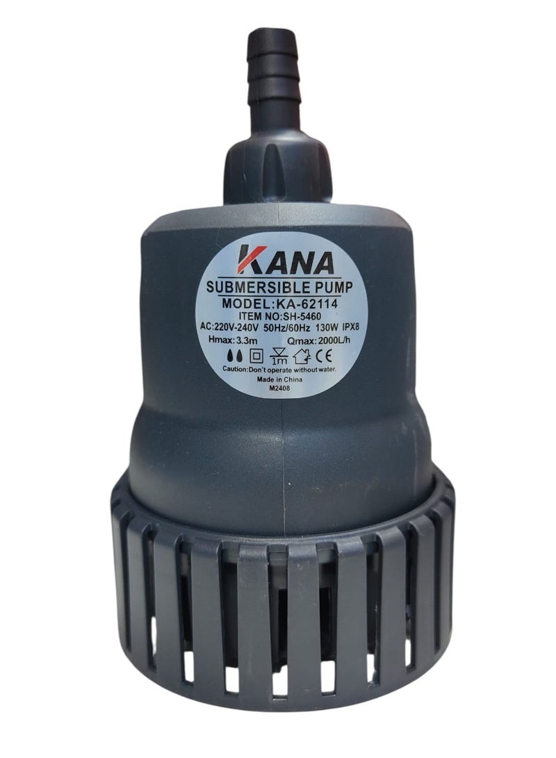 كانا مضخة مياه غاطسة KANA بقوة 130 واط و220 فولت - ارتفاع رفع 3.3 متر، مضخة تيار متردد عالية الأداء للاستخدام في أحواض السمك والنوافير والحدائق والصرف الصحي - Image 3