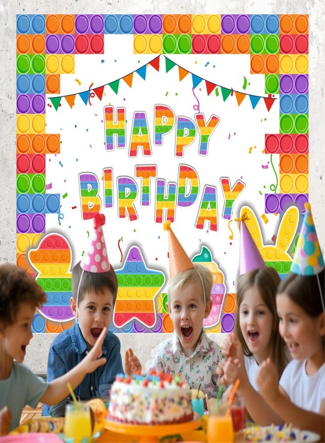 Party Baazaar Pop It Backdrop | Backdrop for Birthday Decoration | Happy Birthday Banner for Kids (Pack of 1, Multicolor, Size: 5x4 Feet) - Image 4